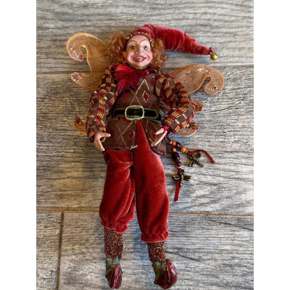 Fairy Elf Ornament Jester Winged Fantasy Doll Shelf Sitter Gnome Doll Victorian
